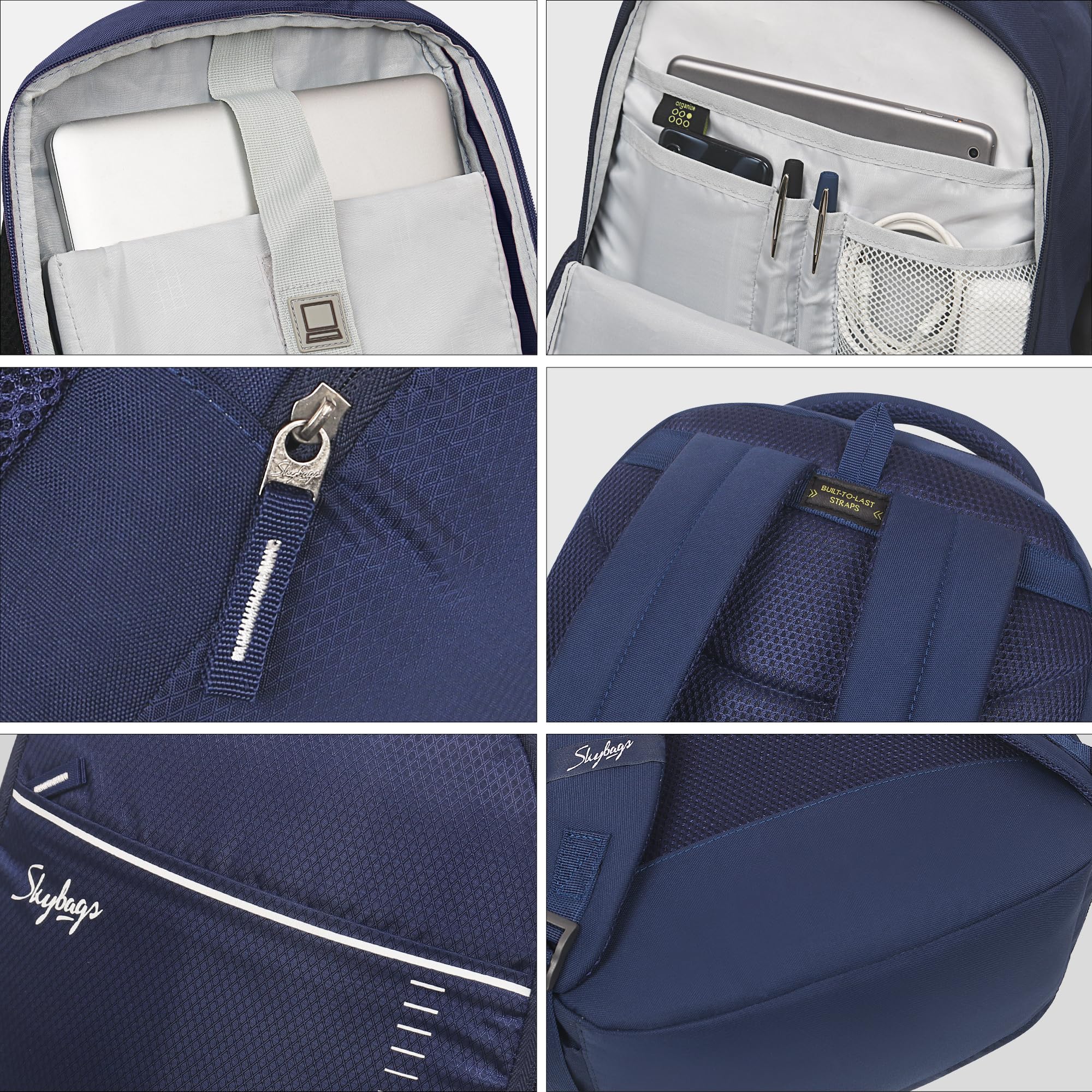 Skybags Ikon 01 22 Litre Casual College Standard 4 Compartment Backpack Blue 4
