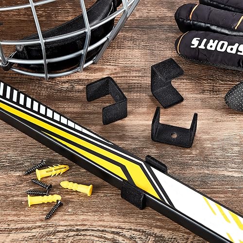 Miniatura 7 de 6 Pcs Hockey Stick Display Holder Black Hockey Stick Display Hanger Ice Hockey Stick Wall Mount Hockey Stick Bracket for Home Office Storage