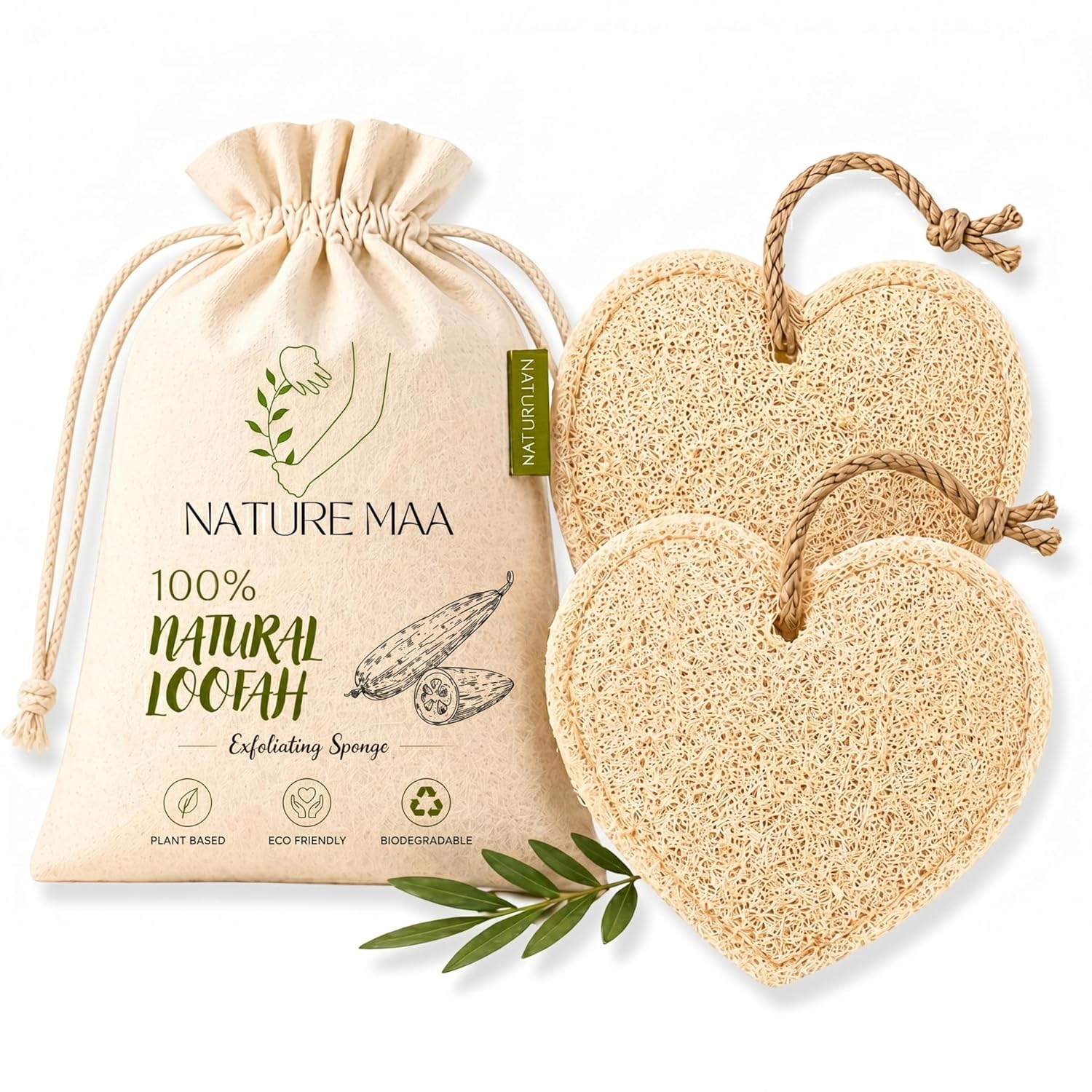 Natural Heart Shape Loofah Pack of 2 Body Scrubber for Bath Exfoliating Luffa Sponge Eco Friendly Biodegradable for Men an... - Review, Price and Buying Guide