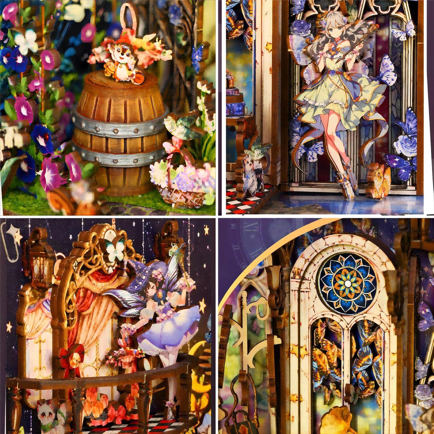 OZJAY Book Nook - DIY Miniature House Kit for Bookshelf, Miniature Kit for Adults, Booknook Tiny House Decor 3D Wooden Puzzle, Craft Kits for Family Friends Birthday Christmas, Fairy Tale Elves