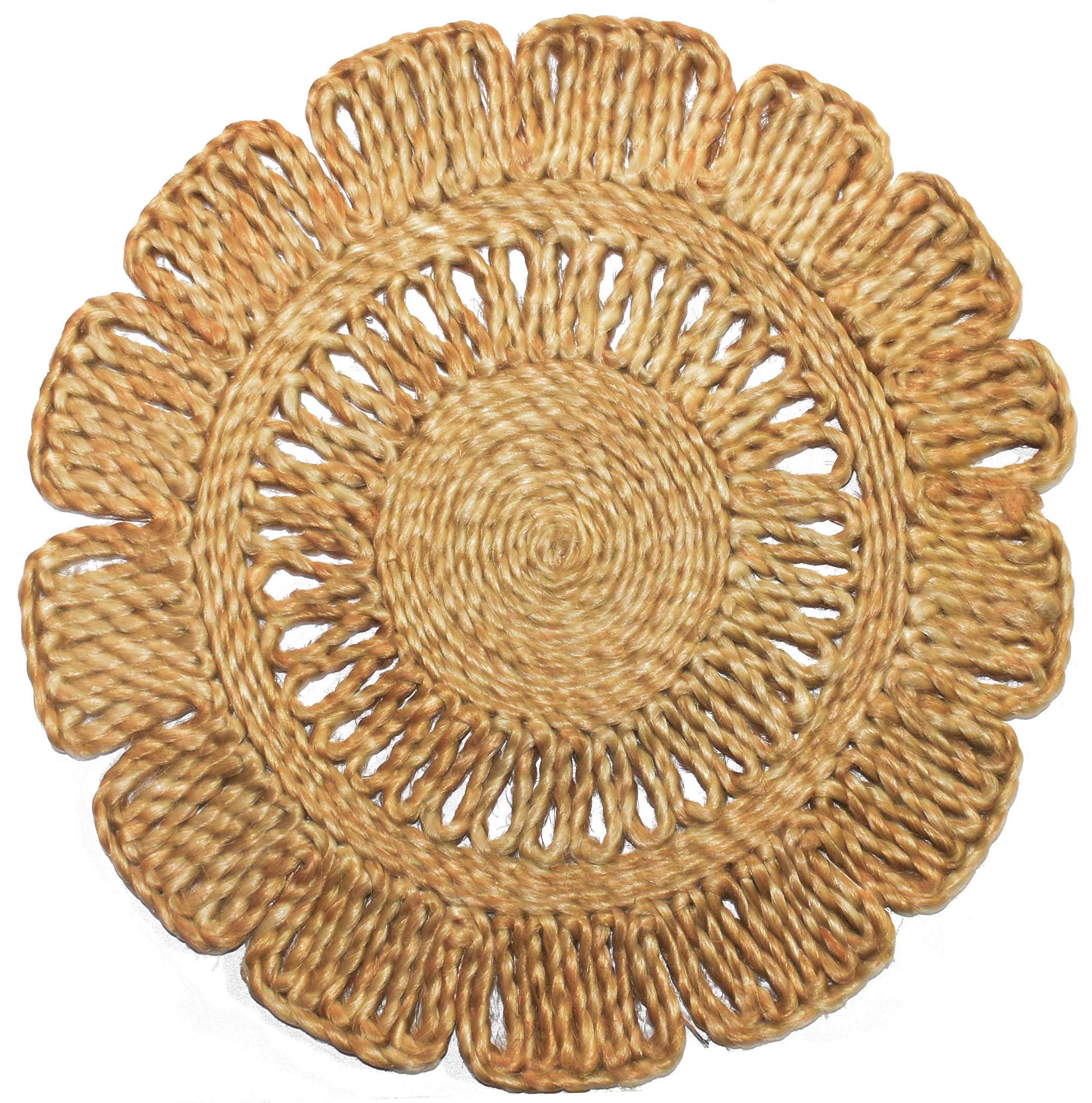 Natural Jute Biscuit Placemats, Natural, 8 Inch, Set of 2