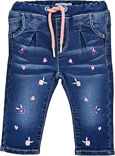 Vaqueros para bebé niña, diseño de flores, 86645, azul vaquero