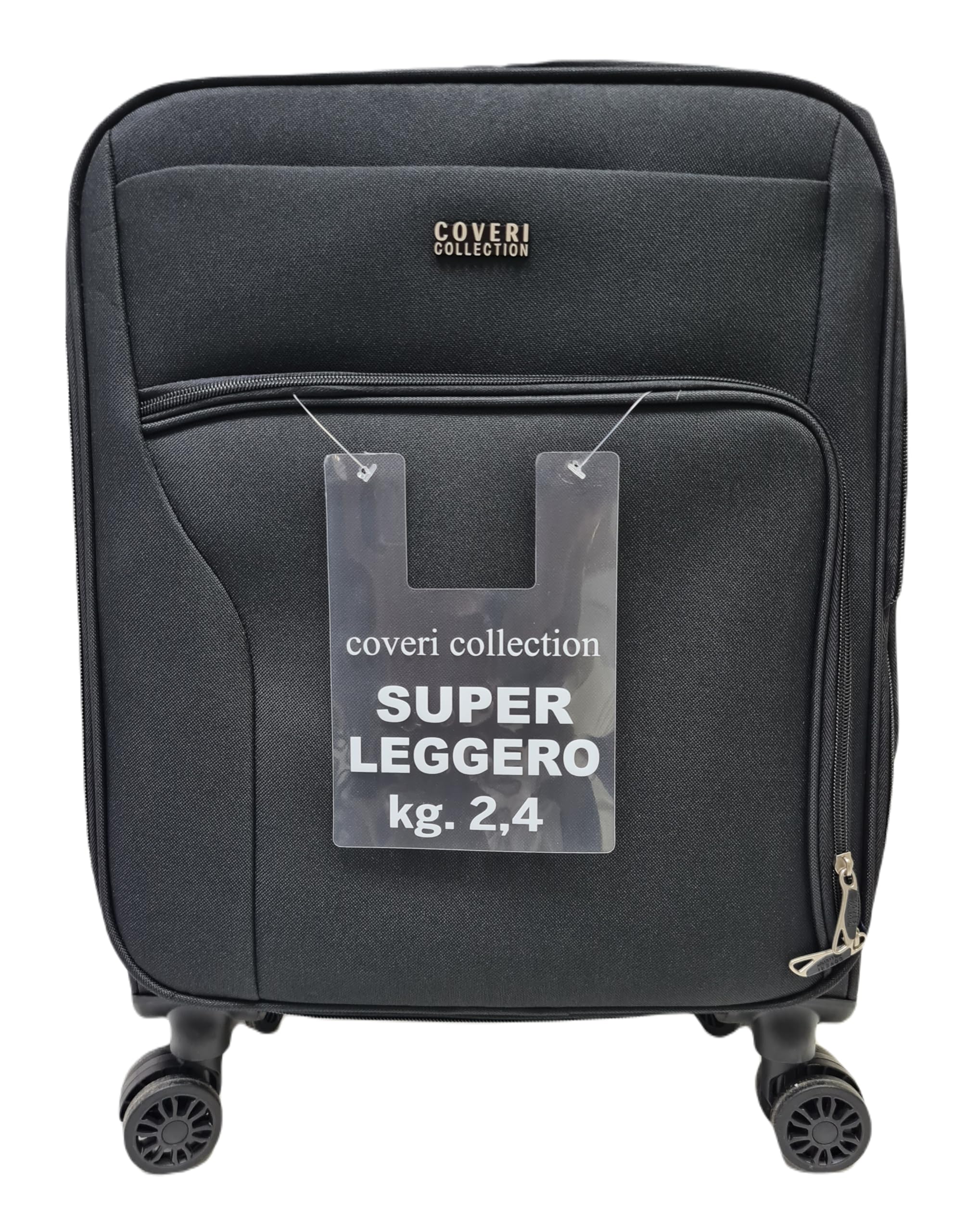 COVERI COLLECTION Trolley Morbido, bagaglio a mano 55x40x20 4 ruote, Chiusura Combinazione,Misure Ideali, Perfette per Ryanair, Air Italy, easyJet, Lufthansa ESPANDIBILE !!! (NERO)
