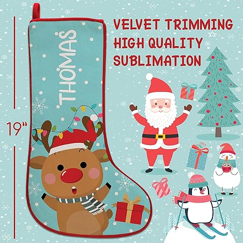 Miniatura 5 de Be Burgundy Medias de Navidad personalizadas para niños, medias personalizadas con nombre, paquete de 5  6 diseños, 19 pulgadas  Muñeco de nieve,