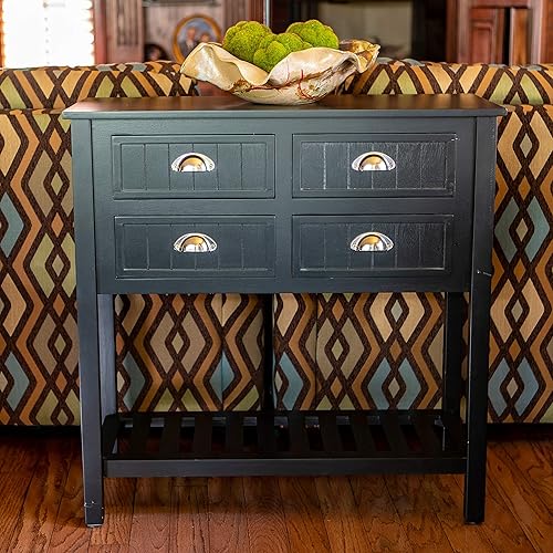 Miniatura 10 de Bailey Bead Board Mesa consola de madera con cuatro cajones con estante, acabado blanco antiguo Blanco antiguo,Azul marino (Antique Navy),Rojo