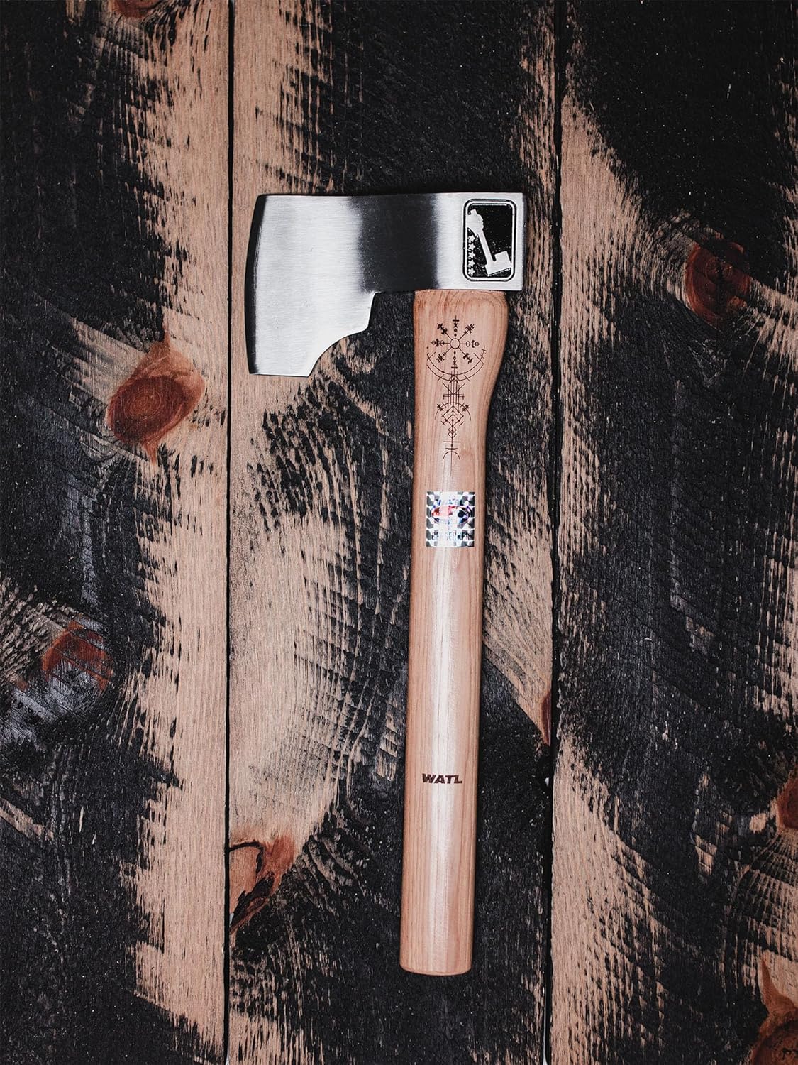 WATL Berserker: World Axe Throwing League Premium Competition Throwing Axe with Nylon Sheath and Nordic Engraved Hickory Wooden Handle