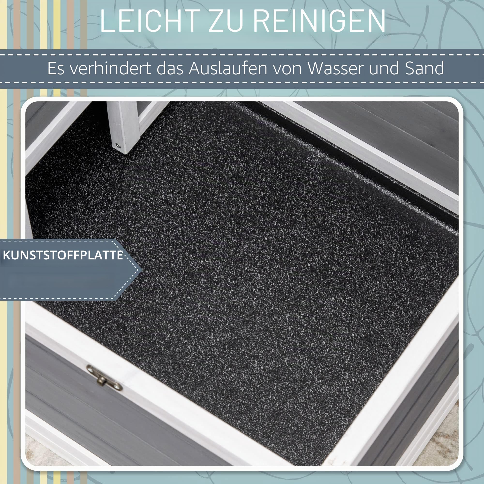 PawHut Käfig für Kleintiere, Schildkröte, mit 2 Rädern, 86 x 54 x 43 cm – Tannenholz