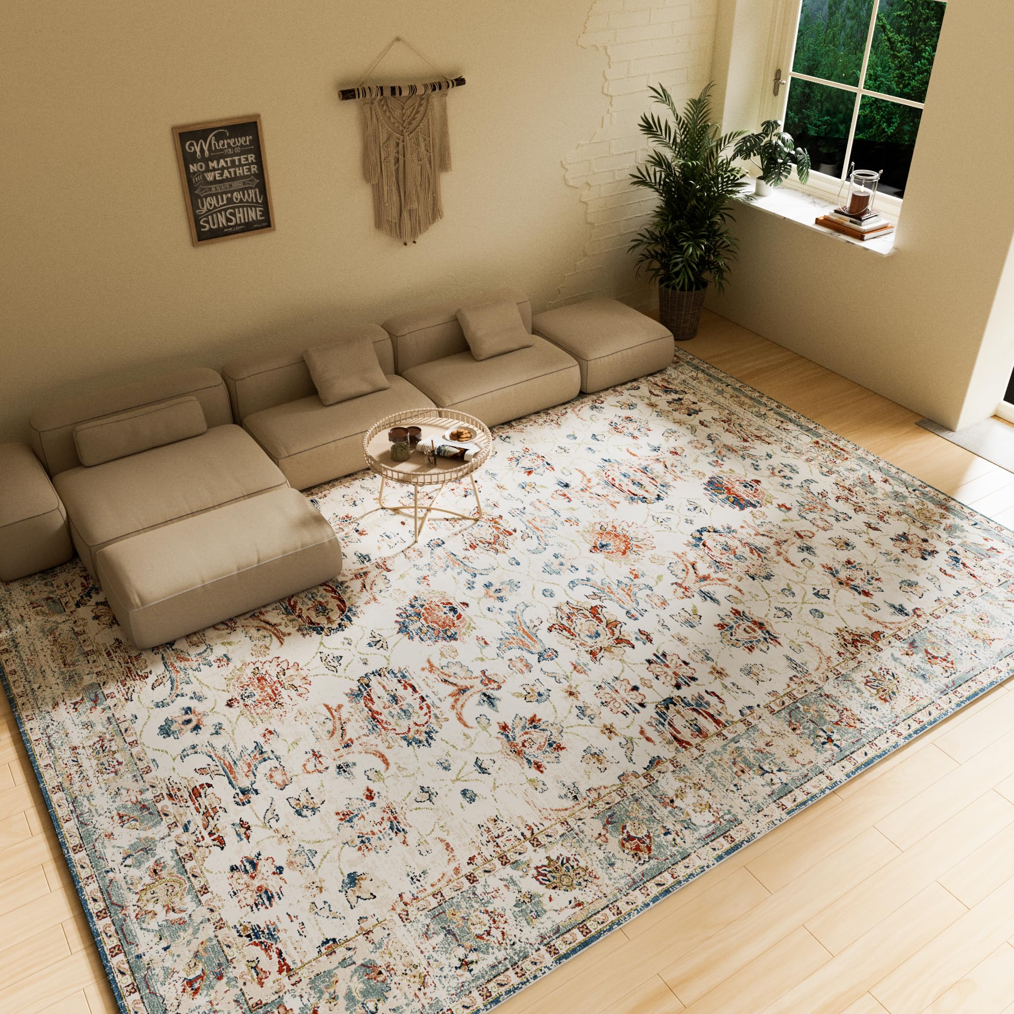 OMERAI Rug 2x3 Area Rug for Bedroom Washable Rug for Living Room Kitchen Dining Room Rugs Non-Slip Home Decor Carpet Faux Wool Rug Large Morden Art Ultra Soft Blue Area Rug-Classic