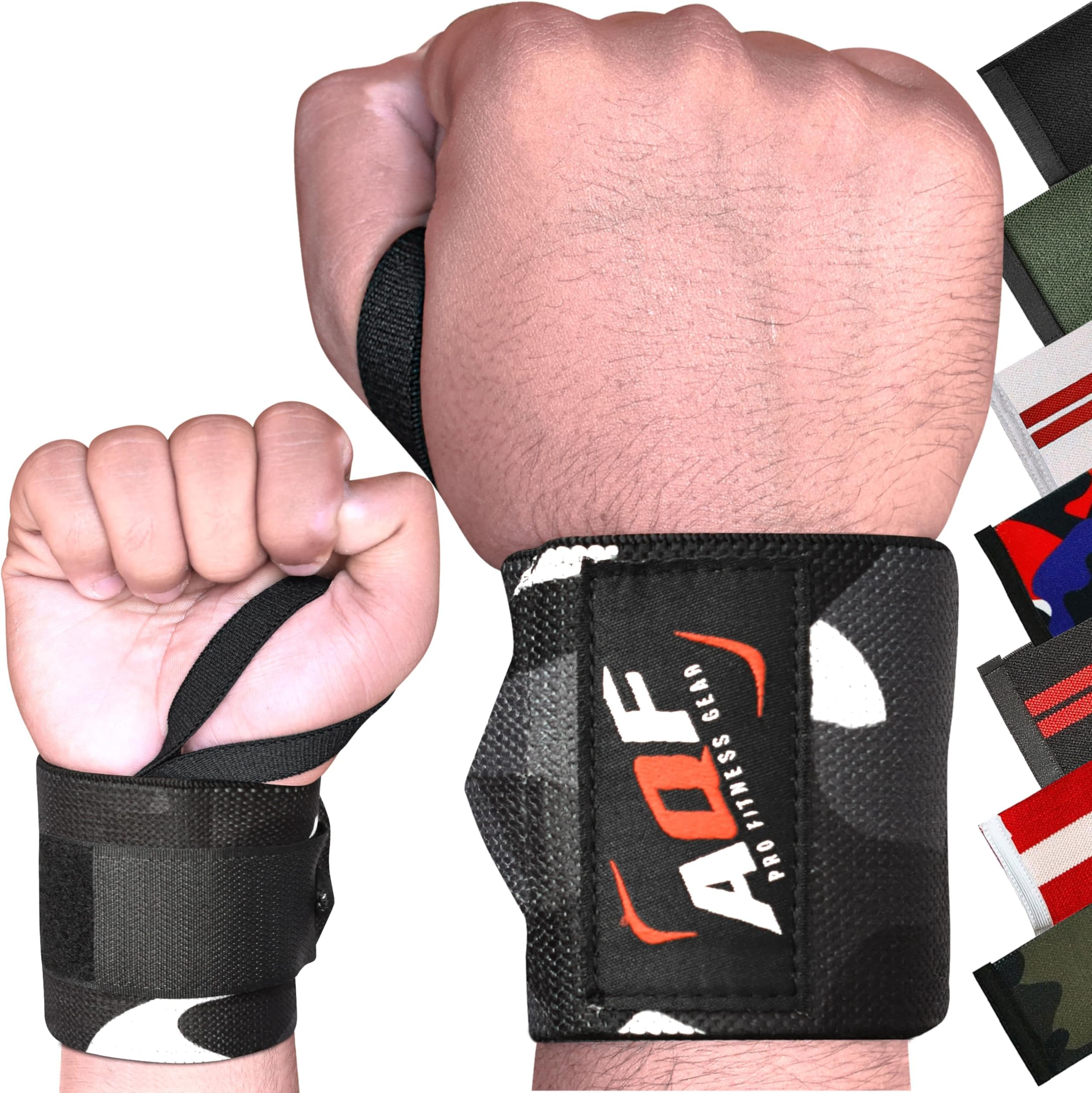 AQF Power Weight Lifting Wrist Wraps Supports Gym Training Fist Straps - Sold as Pair & One Size Fits All