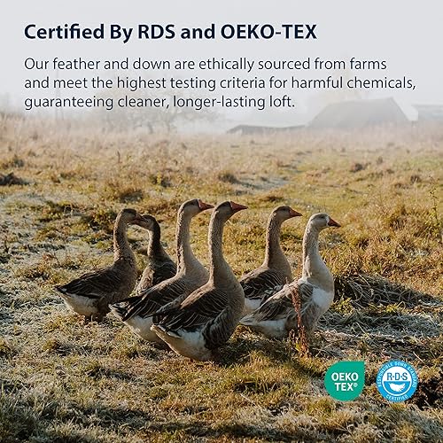 Miniatura 5 de Pacific Coast Almohadas de cama para dormir de lado y de espalda, almohadas de hotel de plumas y plumón con funda de algodón 100%, apoyo medio, a