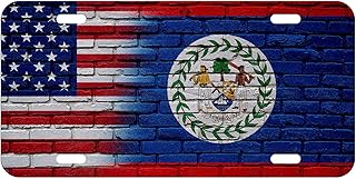 Aluminum License Plate - Flag of Belize (Belizean) - Bricks/USA