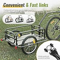 Vista 6 de Kojem Remolque de carga plegable para bicicleta, remolque de bicicleta de almacenamiento resistente, capacidad de 110 libras, carrito de bicicleta