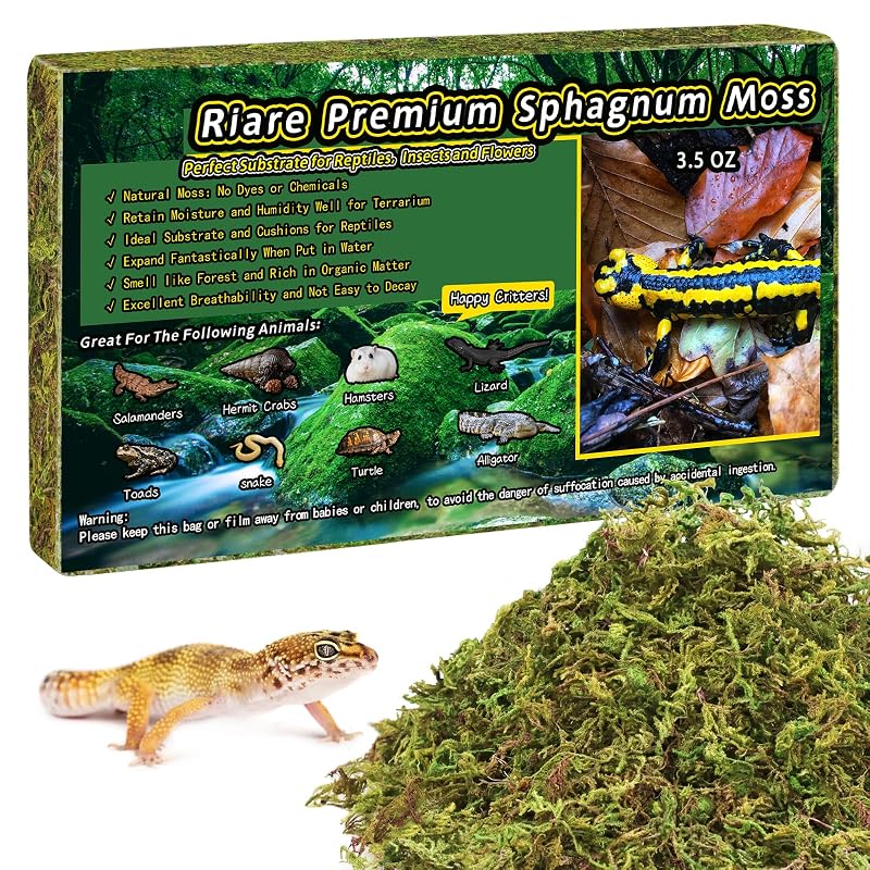 Musgo Sphagnum Natural para Terrários Riare, Substrato para Répteis, 5,68 L (aprox. 113 g)