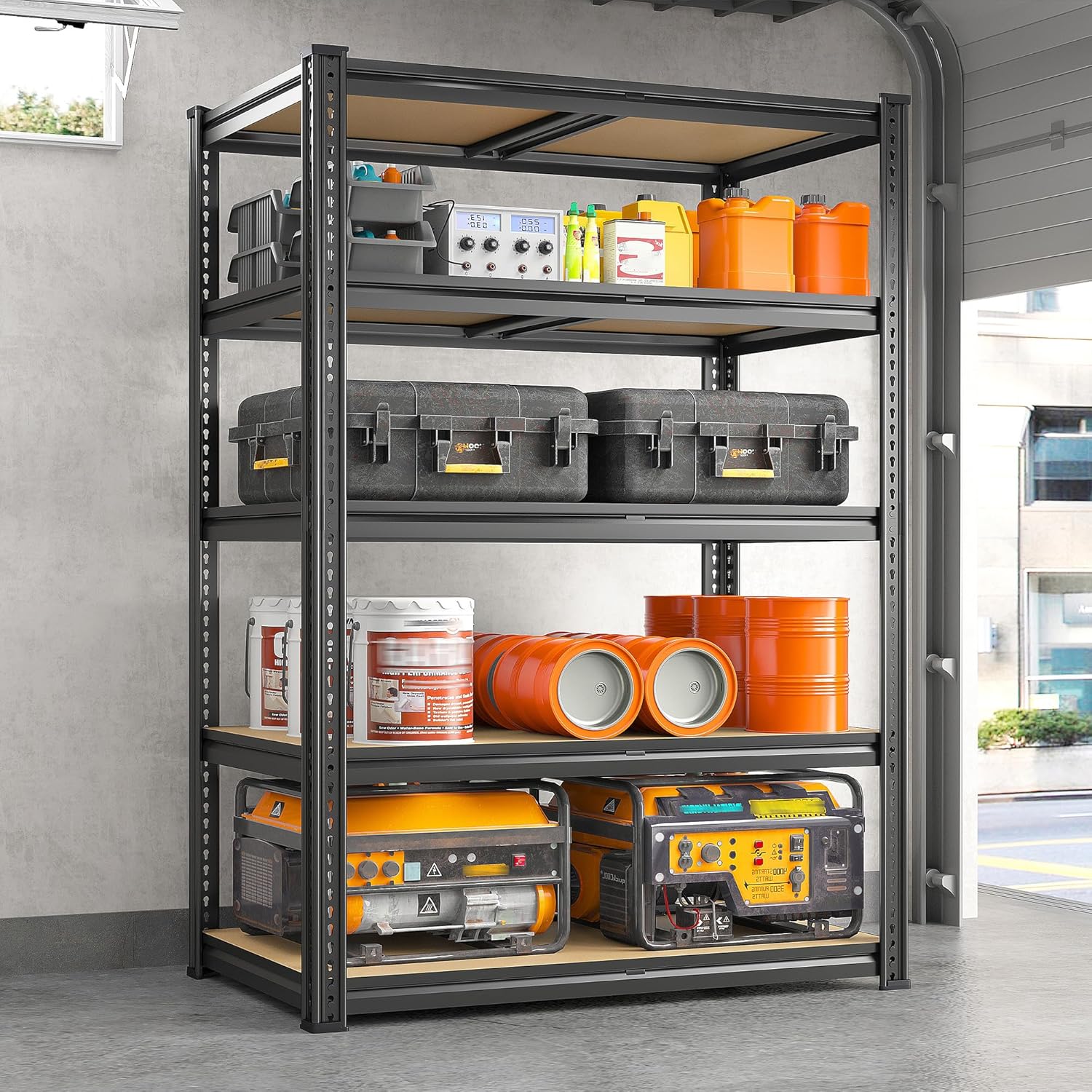 REIBII 72.1'' Storage Shelves 2250LBS Garage Shelving Heavy Duty 5 Tier Heavy Duty Shelving Adjustable Metal Shelves for Warehouse Basement Kitchen Pantry, 72.1" H x 35.5" W x18 D, 1 Pack