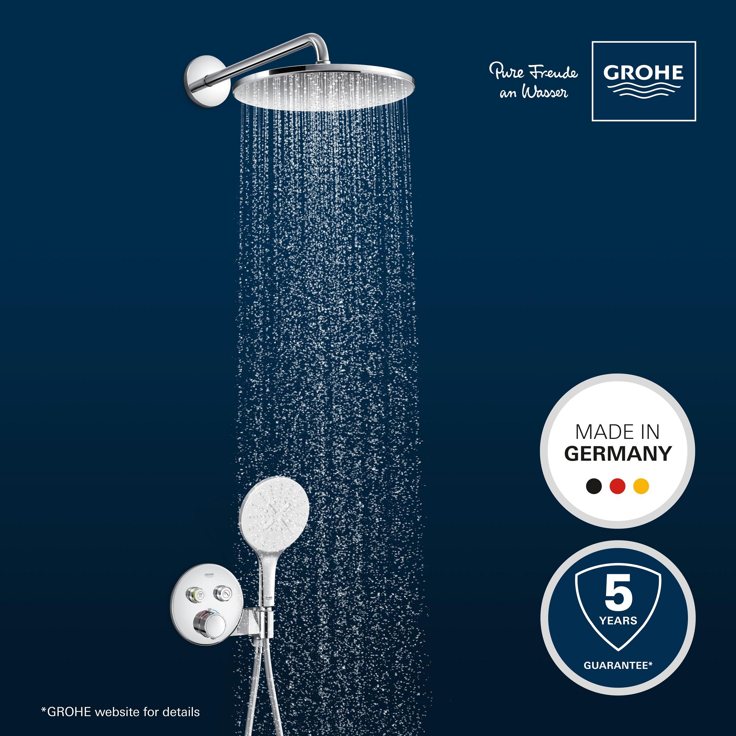 GROHE Precision SmartControl 310, podtynkowy system prysznicowy (31 cm deszczownica z termostatem, głowica prysznicowa 1 rodzaj strumienia, kompletny zestaw, wąż prysznicowy 1,50 m), okrągły, chom