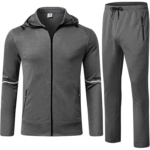 TBMPOY Men's Hooded Tracksuits Sweatsuits 2 Piece Sets Jogging Track Sweat Suit Workout Gym Warm Up Outfits with Hoodie