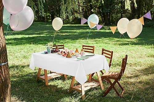 Miniatura 7 de Utopia Kitchen Mantel de plástico desechable (paquete de 6 unidades, 54 x 108 pulgadas), mantel rectangular blanco, impermeable, resistente a las