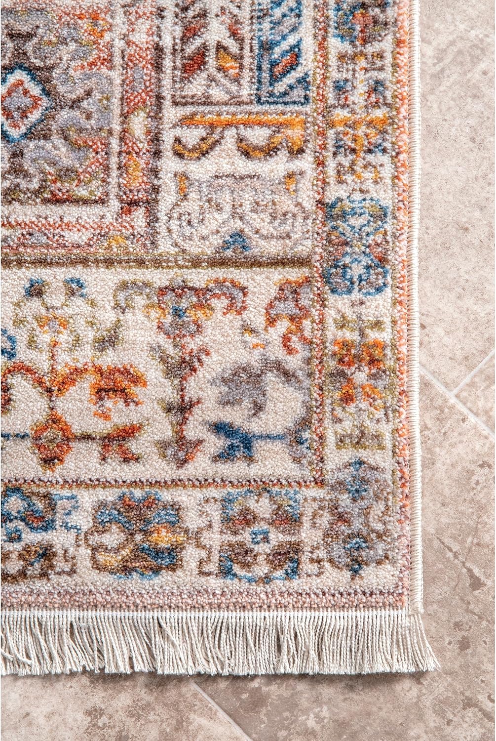 Nuloom Fringed Performance Farley Khaki/Multicolor, 2'6" x 6', Oriental, Soft and Cozy, High Traffic, Stain Resistant, Easy Clean, Durable Runner for Bedroom, Living Room, Dining, Den, Foyer