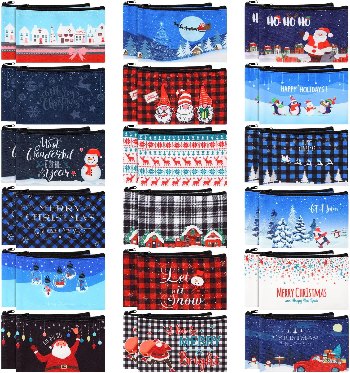 Amazon.com: Zonon 6 Pcs Christmas Canvas Makeup Bags Small Cosmetic Bag ...