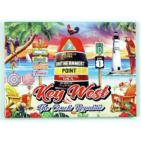 Magnete Da Frigo Souvenir Di Key West Florida Con Mappa E Icone – 6,3 X 8,9 Cm - 4