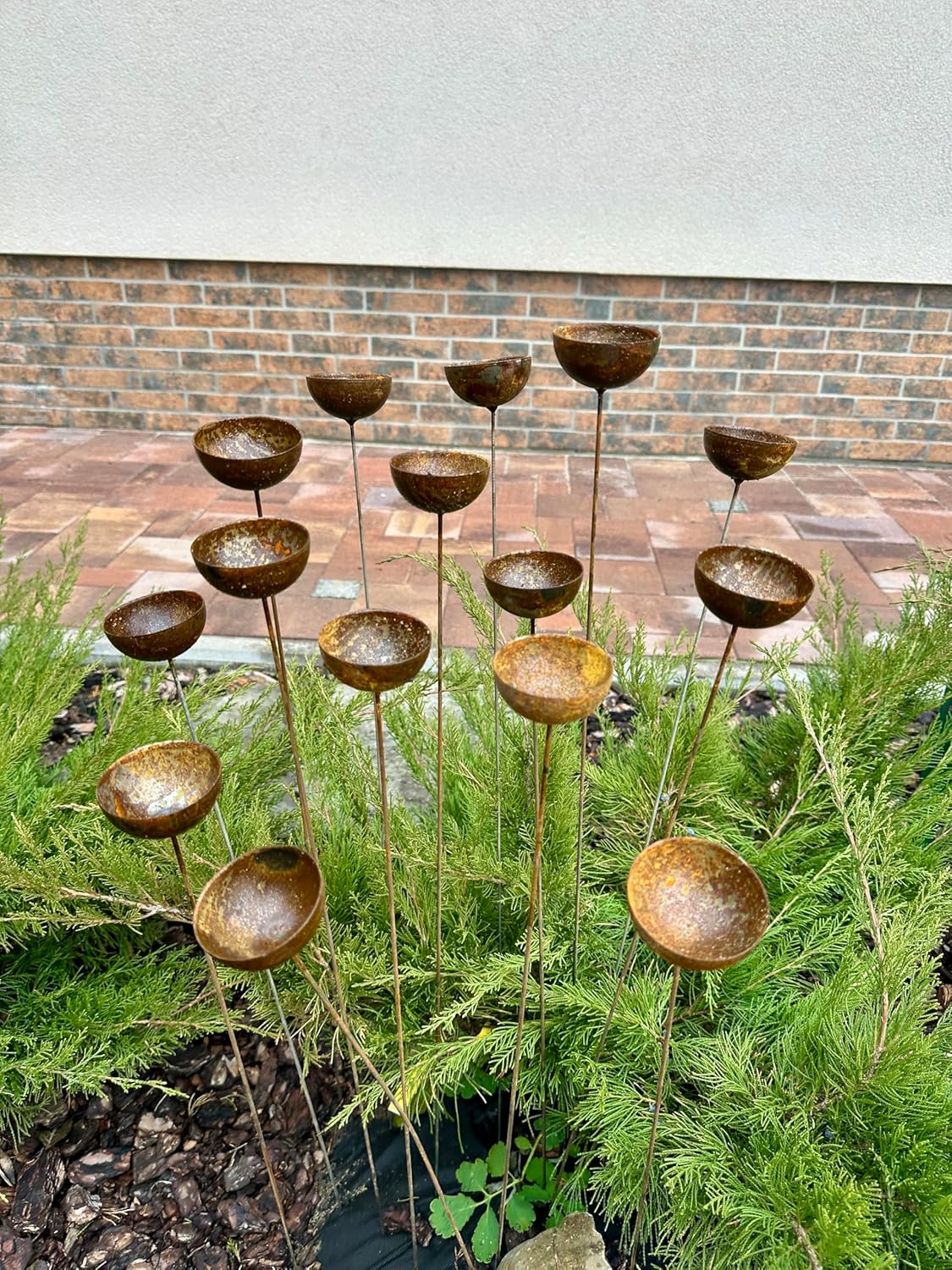 15 Rusty Flowers, Cute Rusty Metal Garden Decor, Yard Art, Outdoor Metal Accents, Rustic Flower Garden Art for Backyard
