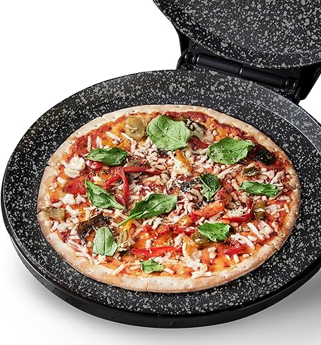 Miniatura 7 de MisterChef Máquina de pizza para encimera, mini horno de pizza de 1450 W, horno para hacer pizza con placa de cerámica antiadherente de 12 pulgadas,