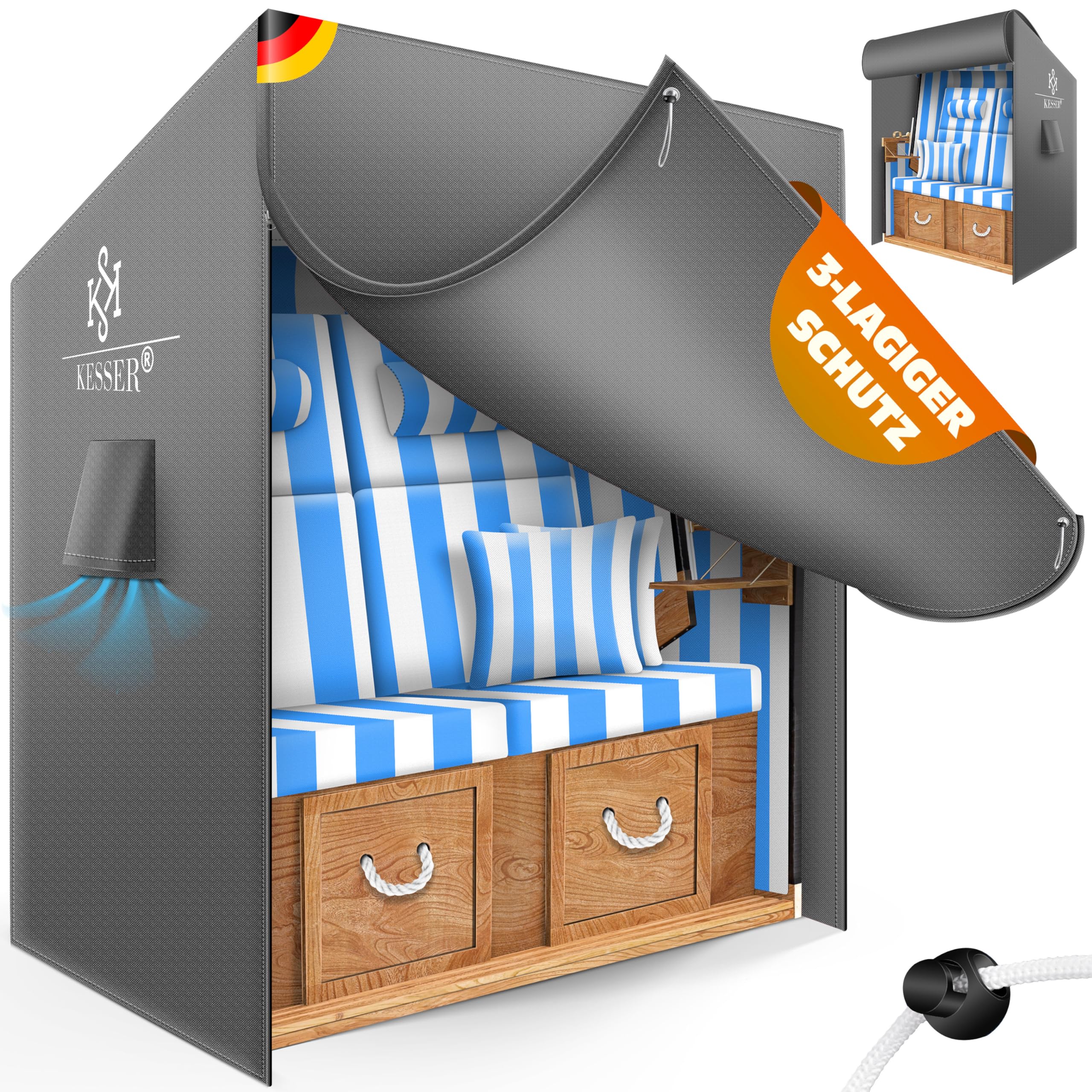 KESSER Strandkorb-Schutzhülle Premium Abdeckung 600D Oxford Gewebe