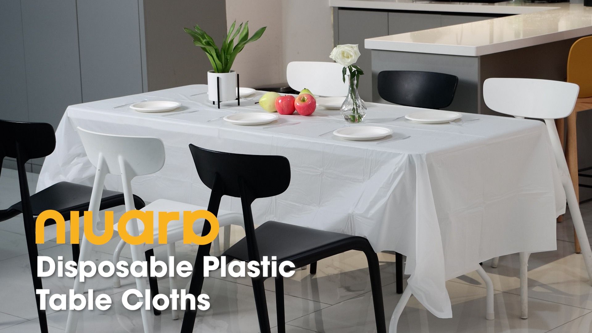 36 Pack Disposable Plastic Tablecloths - 54x108 Inch, White PEVA, For Parties & Events