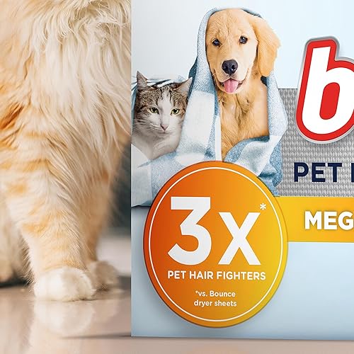 Miniatura 4 de Bounce Hojas de secado de pelo y pelusa para mascotas con 3 peleadores de pelo de mascotas, sin perfume, 130 unidades