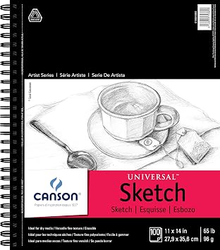 Canson 702-193 Universal Sketch Pad, Side Wire Bound, 11 x 14, White