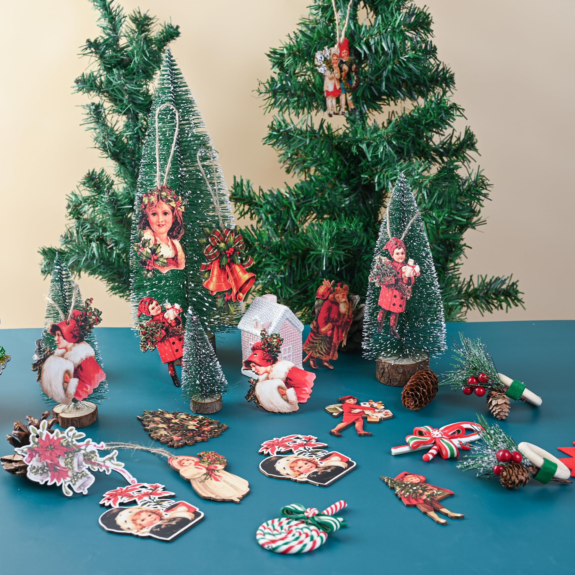 * vintage ornaments ❀ * ✴ * クリスマスセット (a) 45 Pcs Christmas Tree Hanging Ornaments Vintage Christmas