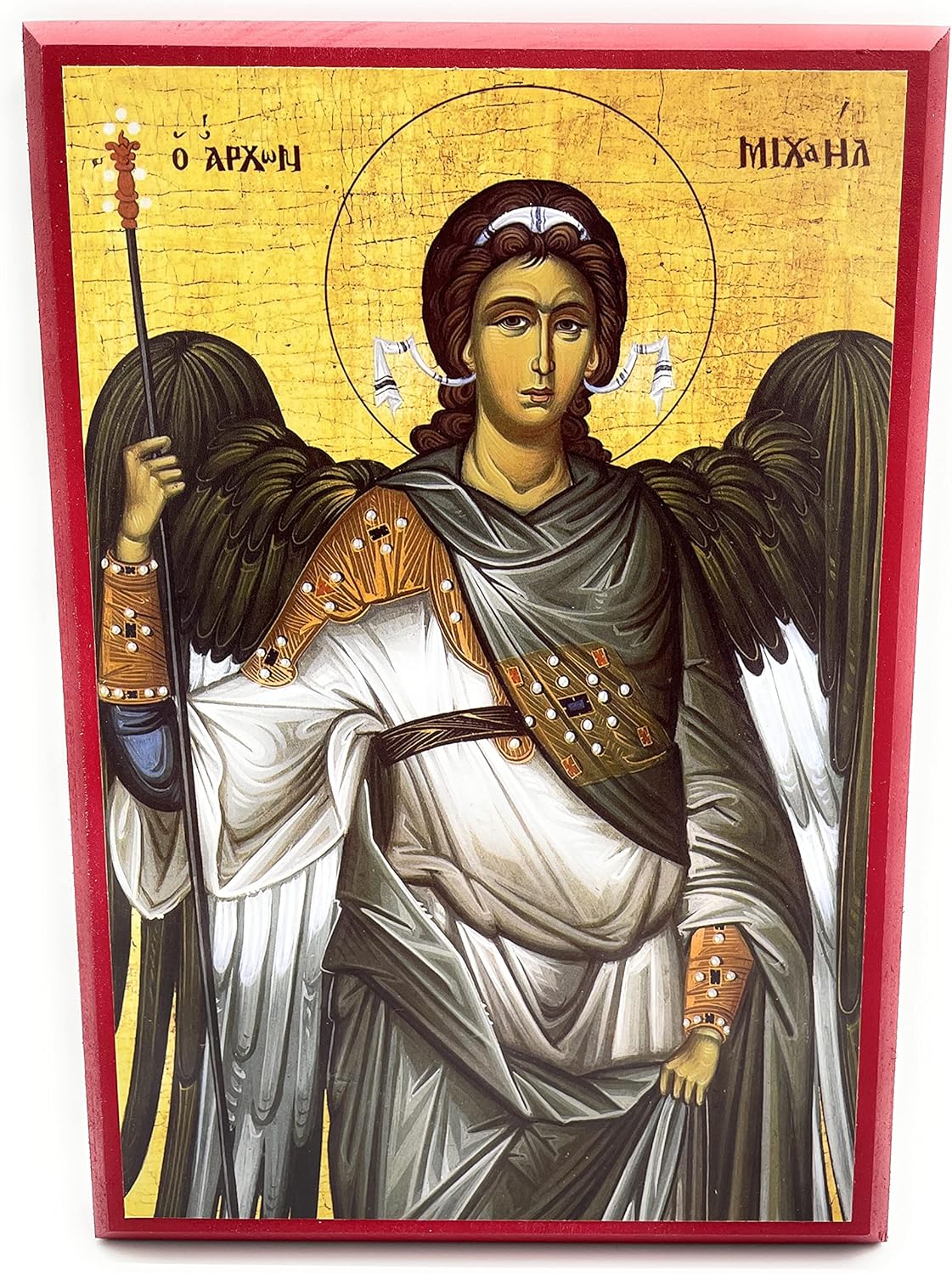 Wooden Greek Orthodox Christian Icon Saint Archangel Michael (9" x 11")