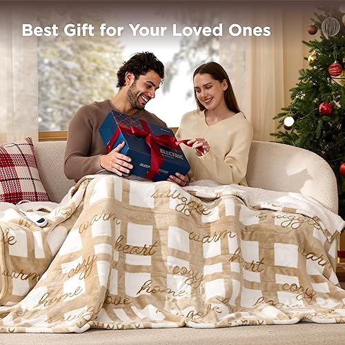 Vista 242 de Bedsure GentleSoft - Manta térmica eléctrica, suave manta eléctrica de franela acanalada, calefacción con 4 ajustes de tiempo, 6 ajustes de calor