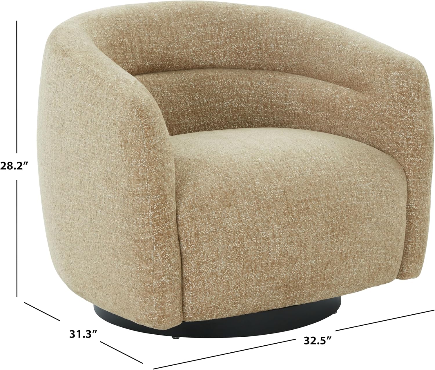 SAFAVIEH Couture Collection – Kellybryn Light Brown Chenille Swivel Accent Chair, Fully Assembled Upholstered Lounge Chair (SFV4883A)