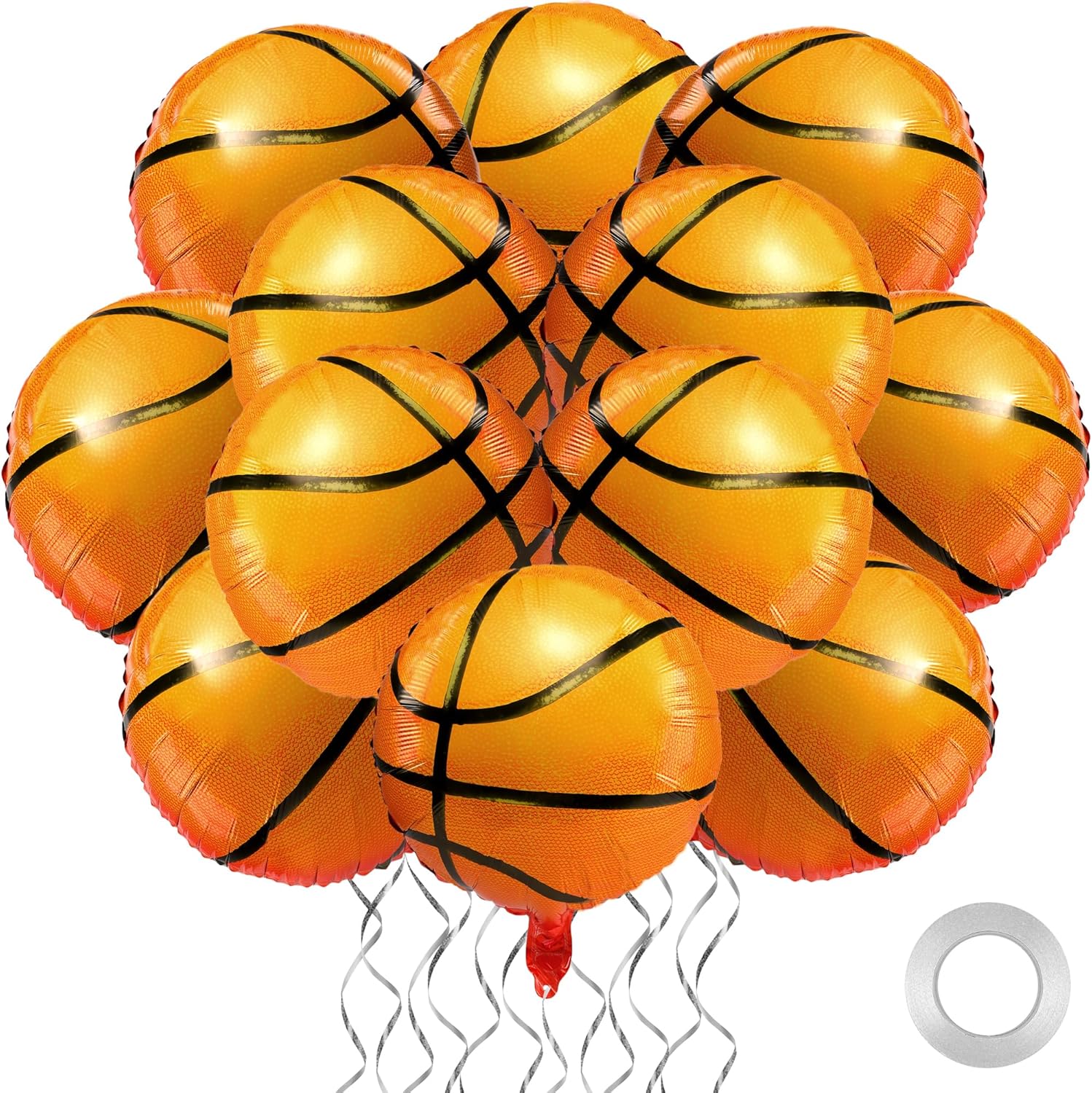 durony 12 Pieces 18 inches Basketball Balloons Aluminum Foil Balloons Sephere Mylar