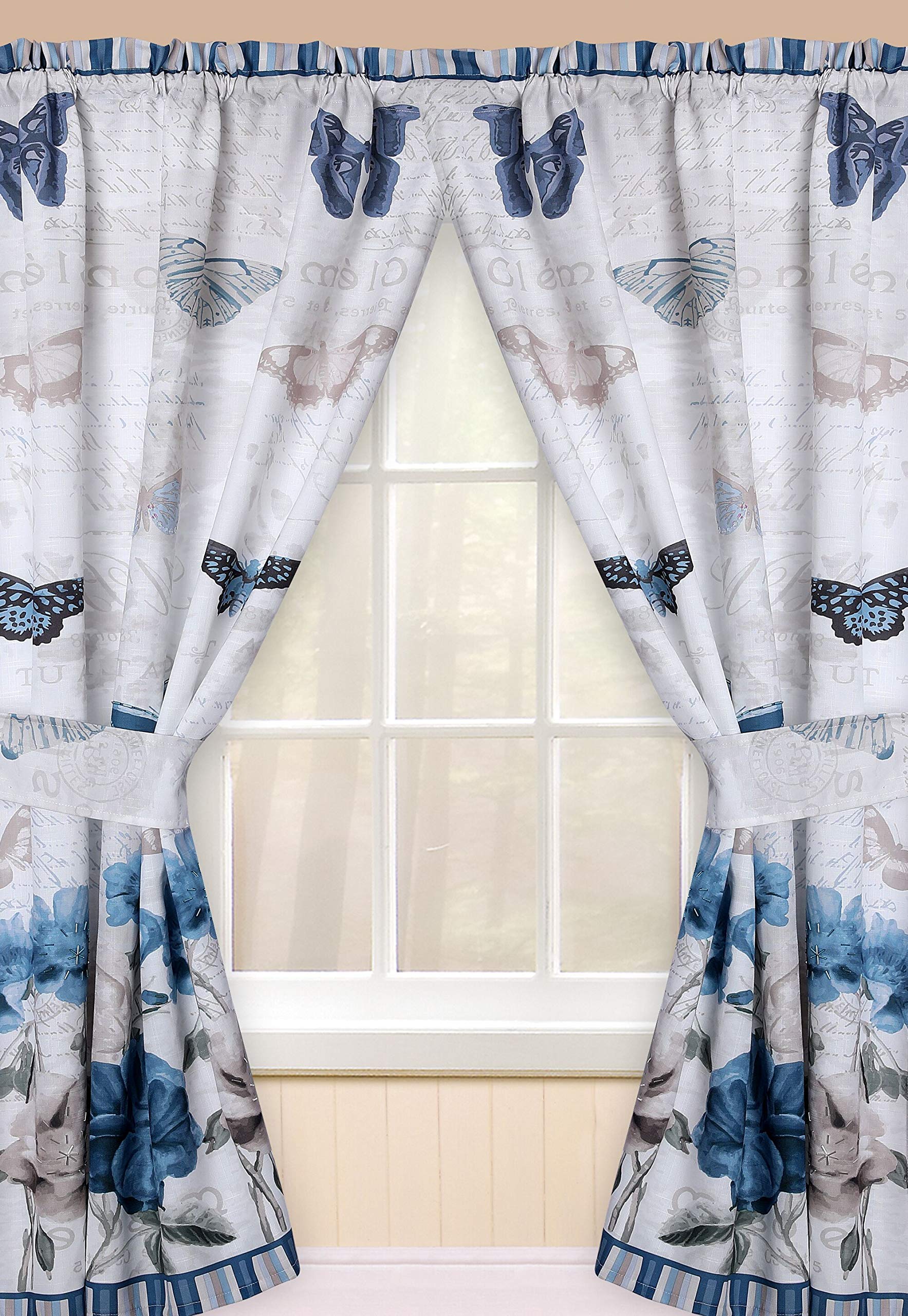 Popular BathBEAUTIFLY, Polyester, Blue, Window Curtain