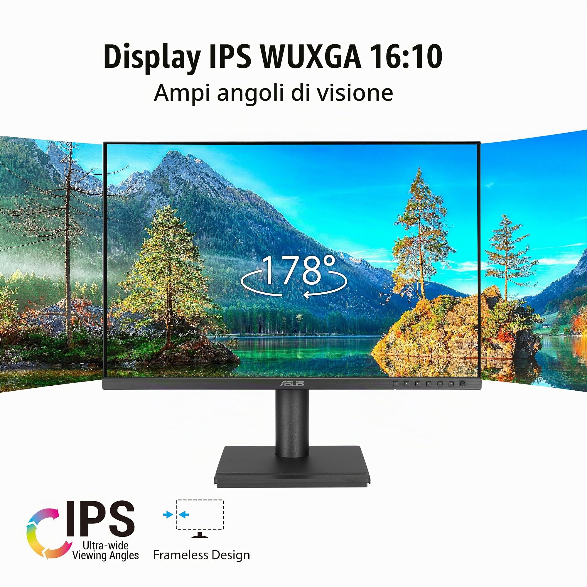 ASUS BE248CFN, Monitor Business da 24”, WUXGA IPS (1920x1200), Nero | HDMI, Frameless, Microfono e Speaker Integrati, Design Ergonomico, Eye Care, Bassa Luce Blu, Montabile a Parete