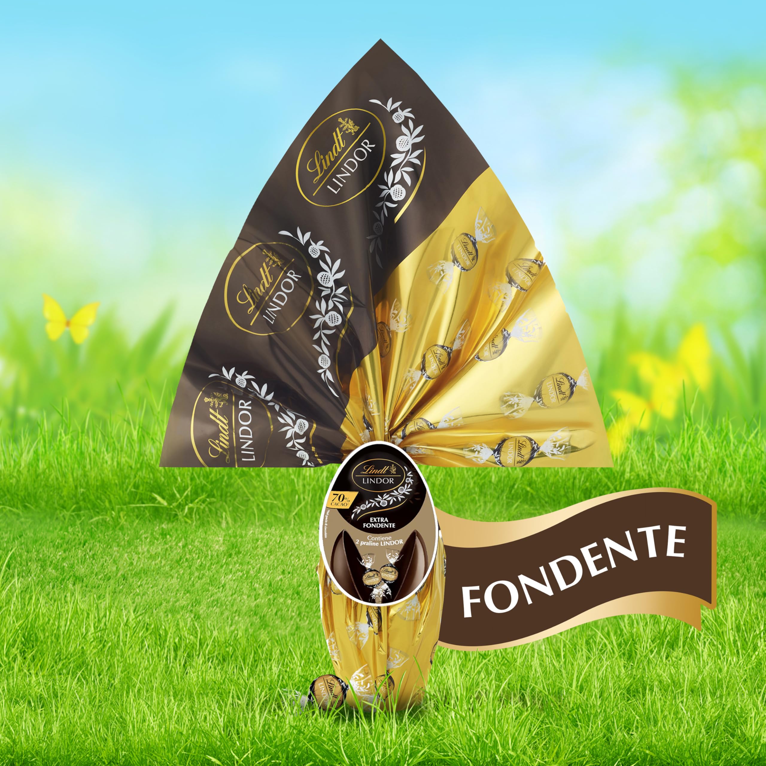 Lindt LINDOR Uovo di Pasqua 2026 Cioccolato Fondente 70% Cacao, con sorpresa Cioccolatini LINDOR Fondenti 70%, Idea Regalo Pasqua, Formato 180g