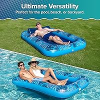Vista 3 de Aqua Inflatable Tanning Pool Lounger, Premium Pool Float with Cupholders and Removeable Pillow for Relaxation and Fun