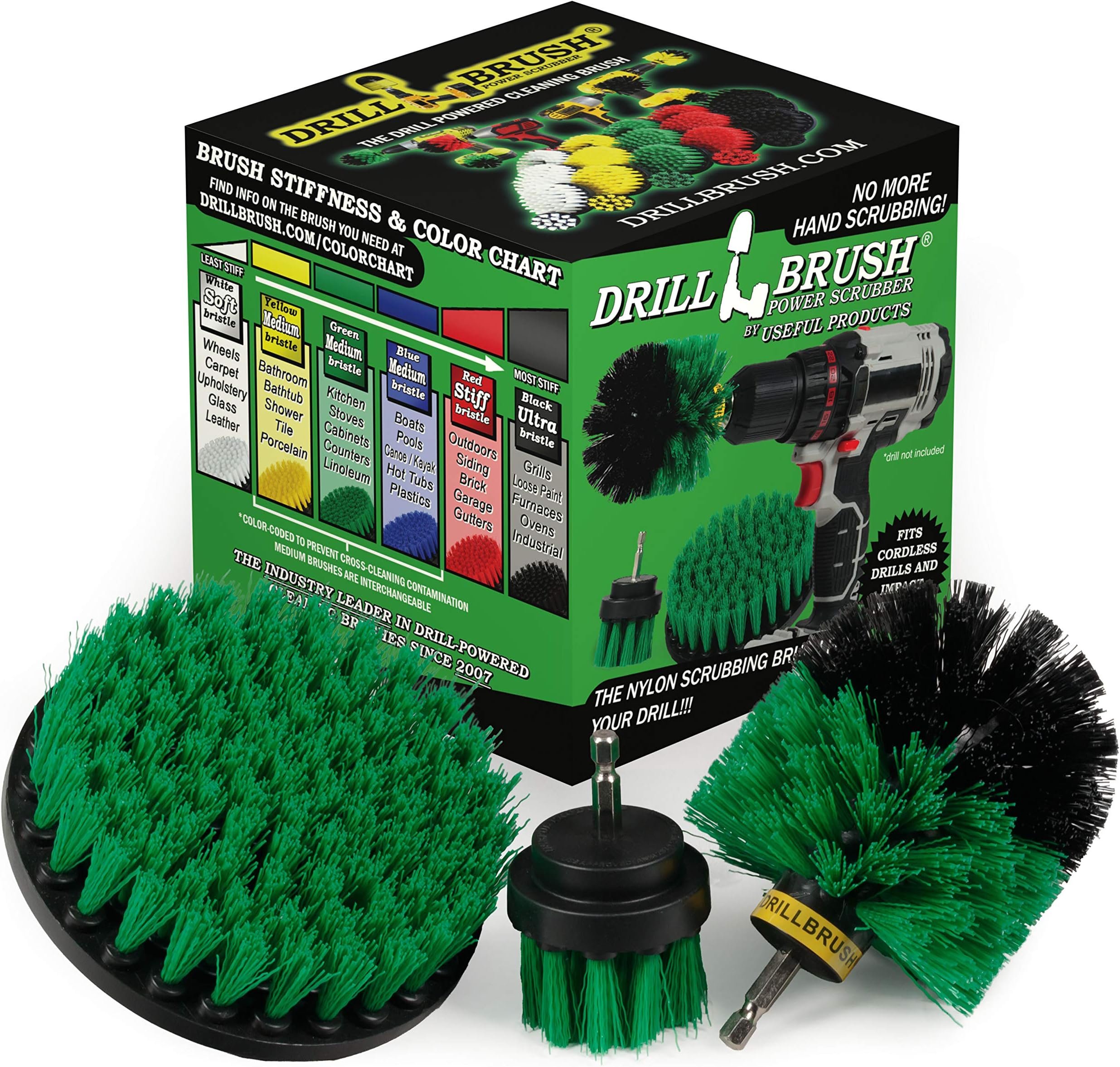 Drillbrush New Quick Change Shaft Bathroom Power Scrub Brush Tile and Grout Kit