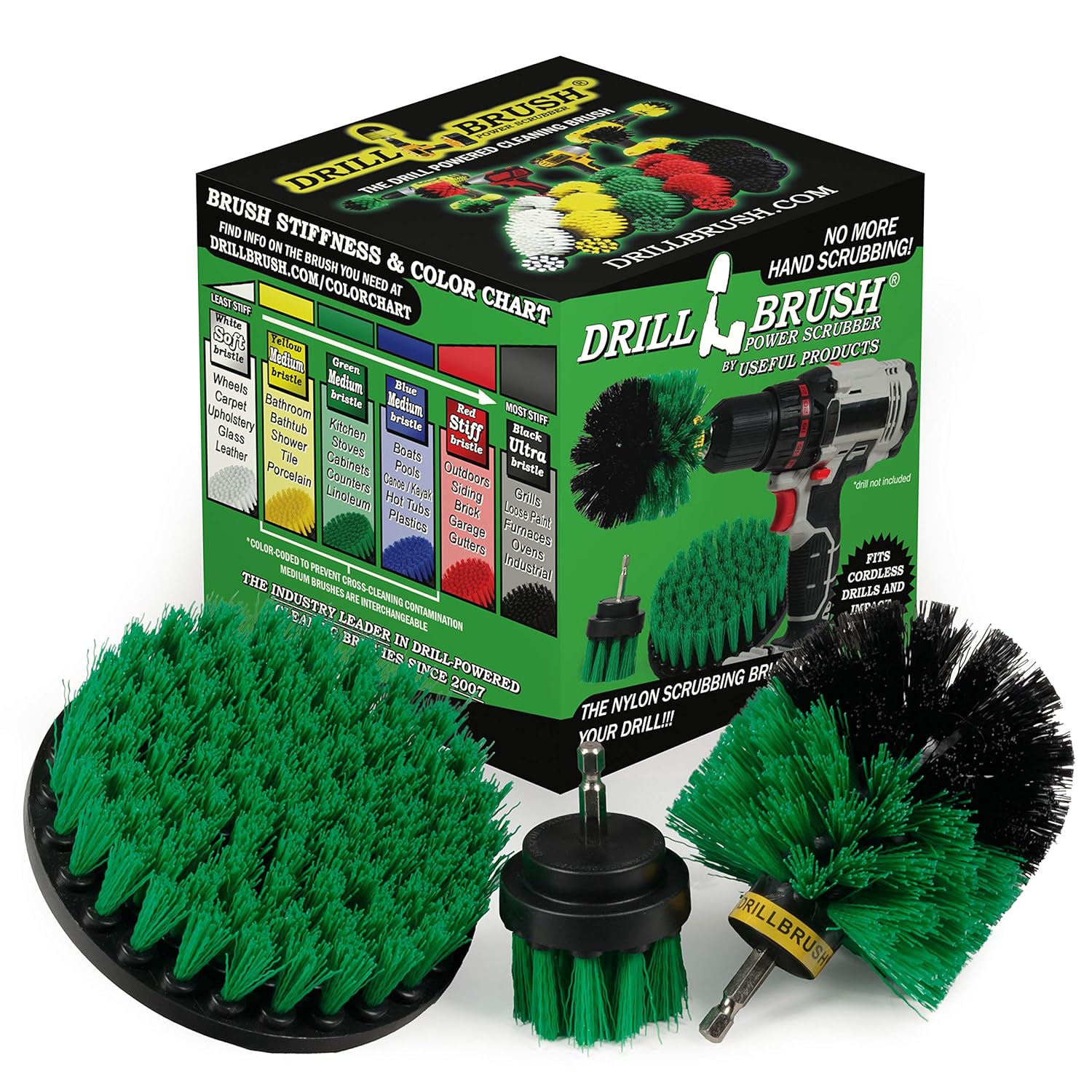 New Quick Change Shaft Bathroom Power Scrub Brush Tile and Grout Kit by Drillbrush