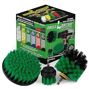New Quick Change Shaft Bathroom Power Scrub Brush Tile and Grout Kit by Drillbrush