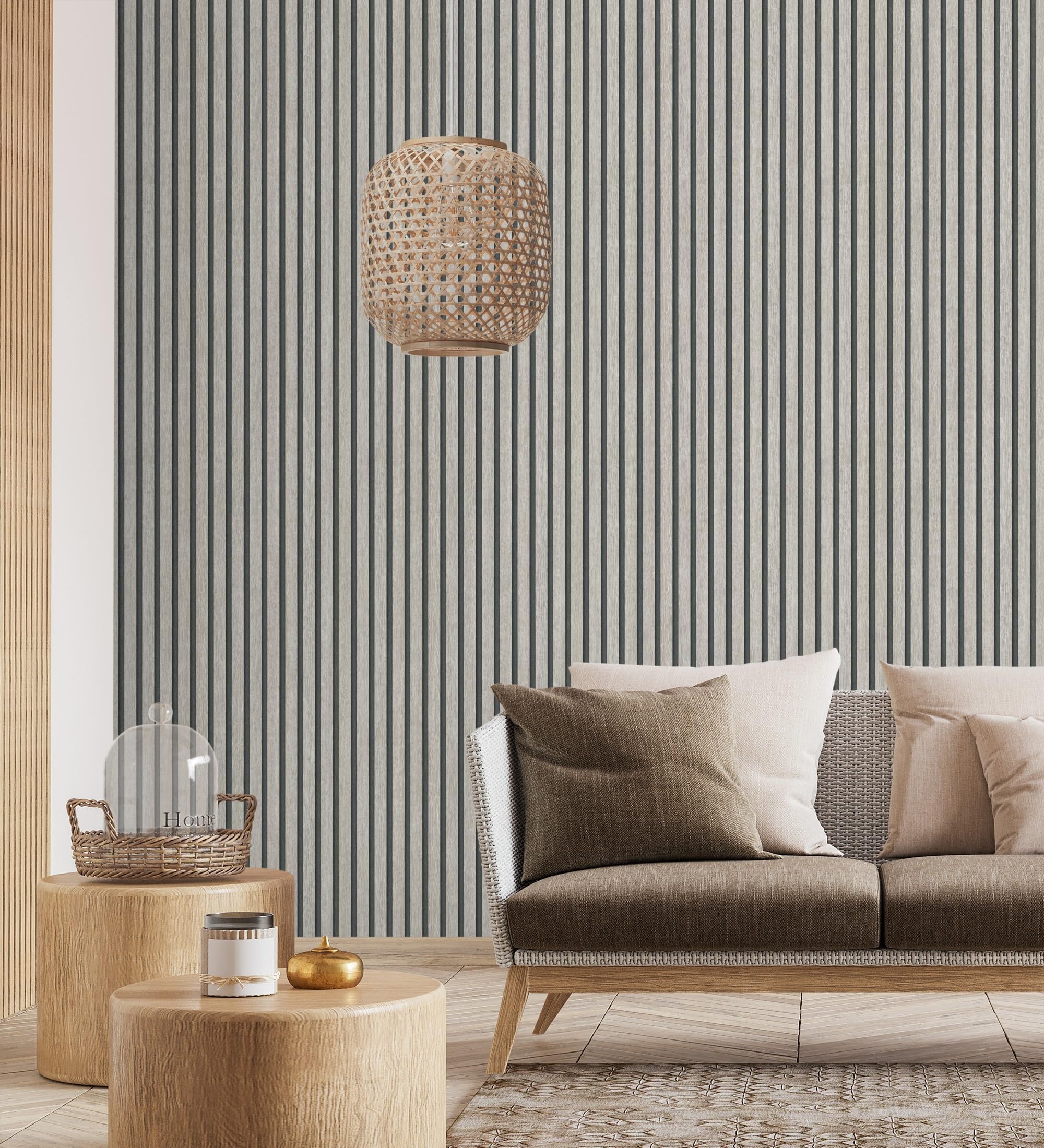 GAULAN 682664 - Papel pintado de listones de madera gris imitando el diseño de palillería para pared salón cocina baño dormitorio pasillo - Rollo de 10 m x 0,53 m