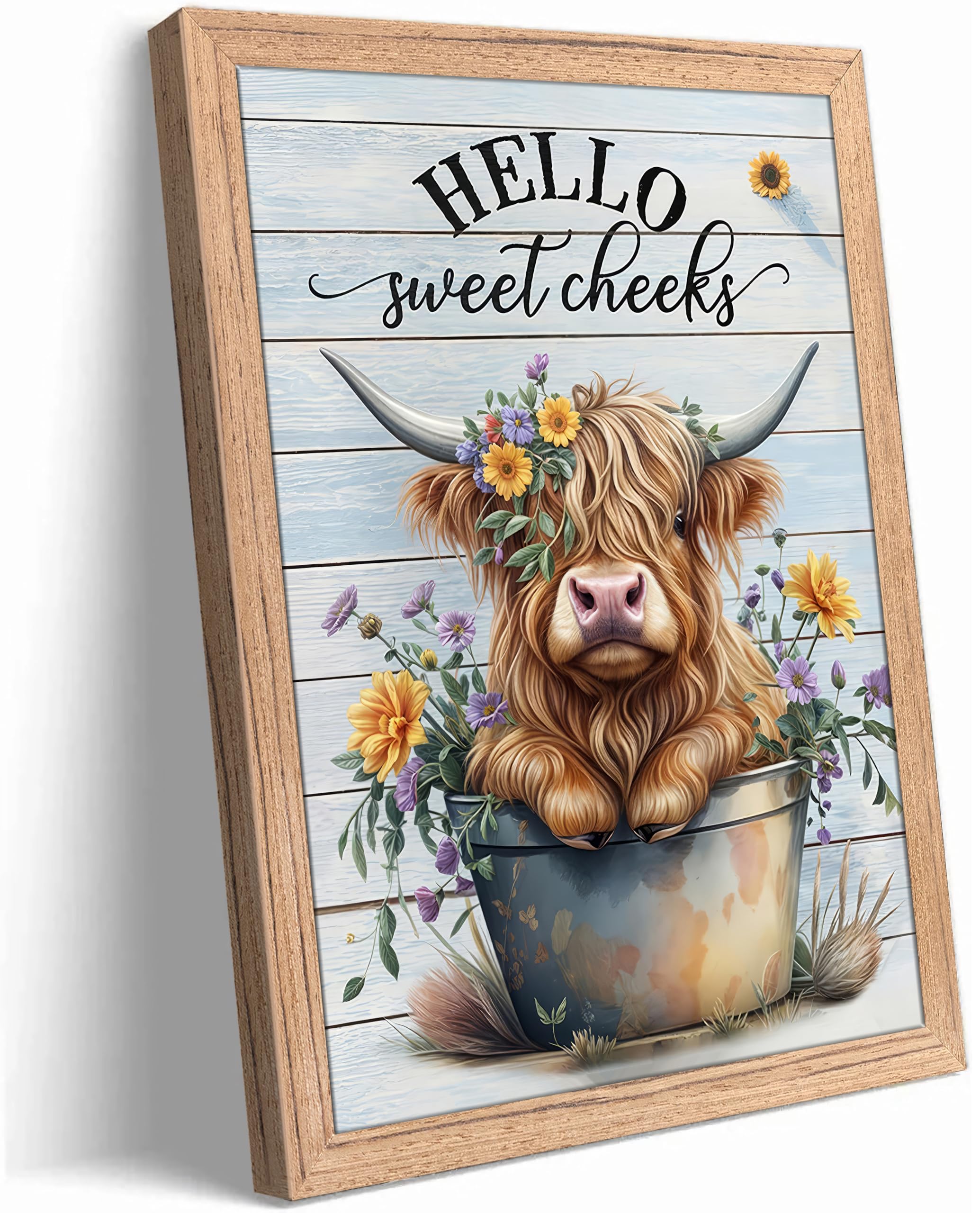 Framed Farmhouse Bathroom Canvas Wall Art Brown Rustic Cotton Flower Painting Picture Wall Decor Modern Relax Soak Unwind Sign Poster Print Artwork for Living room Restroom Home Decoration — view 14