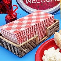 Vista 7 de Servilletas de papel American Homestead - Servilletas desechables de tipo lino rojas a cuadros para cena - Servilletas de mesa de calidad