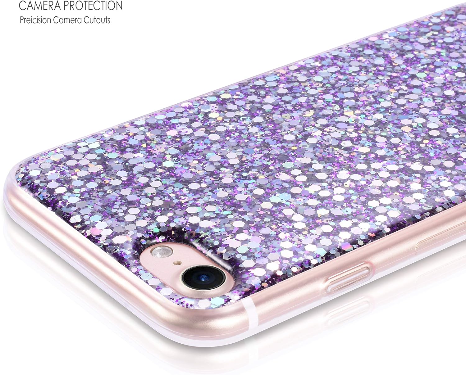 ZCDAYE 2 Pack Case for iPhone 7 iPhone 8 iPhone SE 2020, Bling Glitter Sparkle Shining Star Fashion Style Silicone TPU Rubber Bumper Protective Back Case for iPhone 7/8/SE 2020 - Pink & Purple