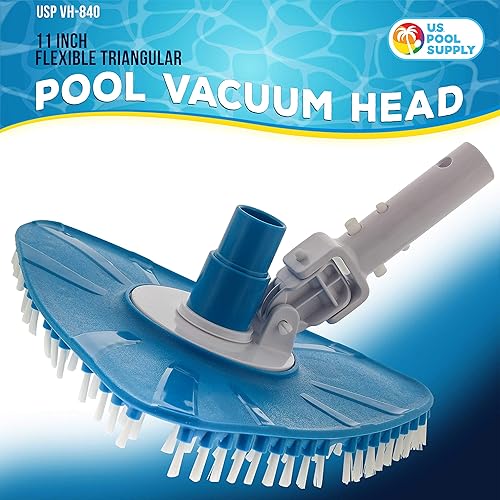 Miniatura 18 de U.S. Pool Supply Cabezal de aspiradora triangular con peso de lujo para piscina con cepillos laterales, conexión giratoria, mango EZ Clip - Para