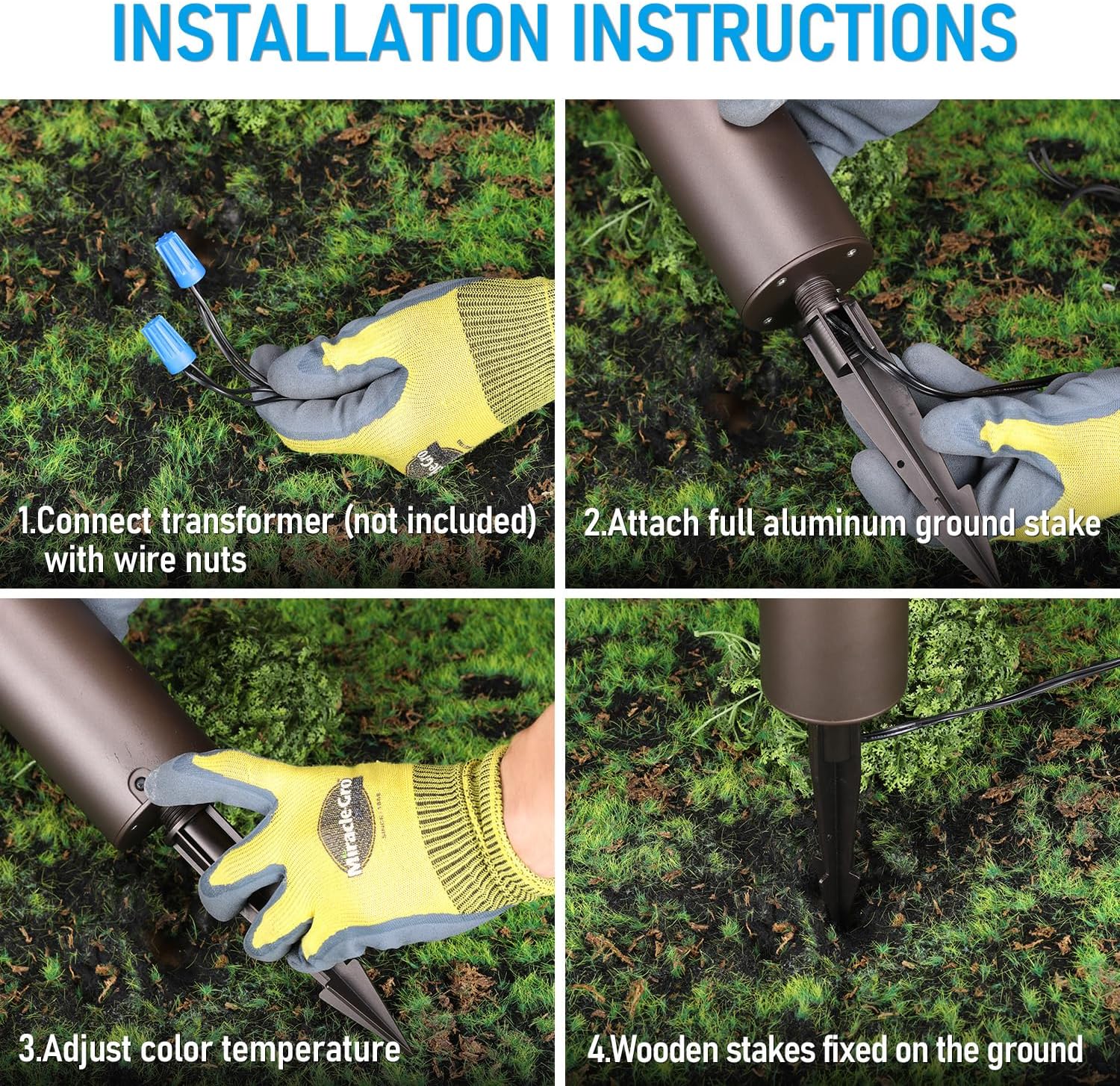 LEONLITE Low Voltage Bollard Pathway Lights, 5CCT 5W 12-24V 1800K/2700K/3000K/4000K/5000K Selectable, Wired LED Landscape Lighting for Lawn Yard Walkway Driveway, Oil Rubbed Bronze Aluminum, Pack of 4