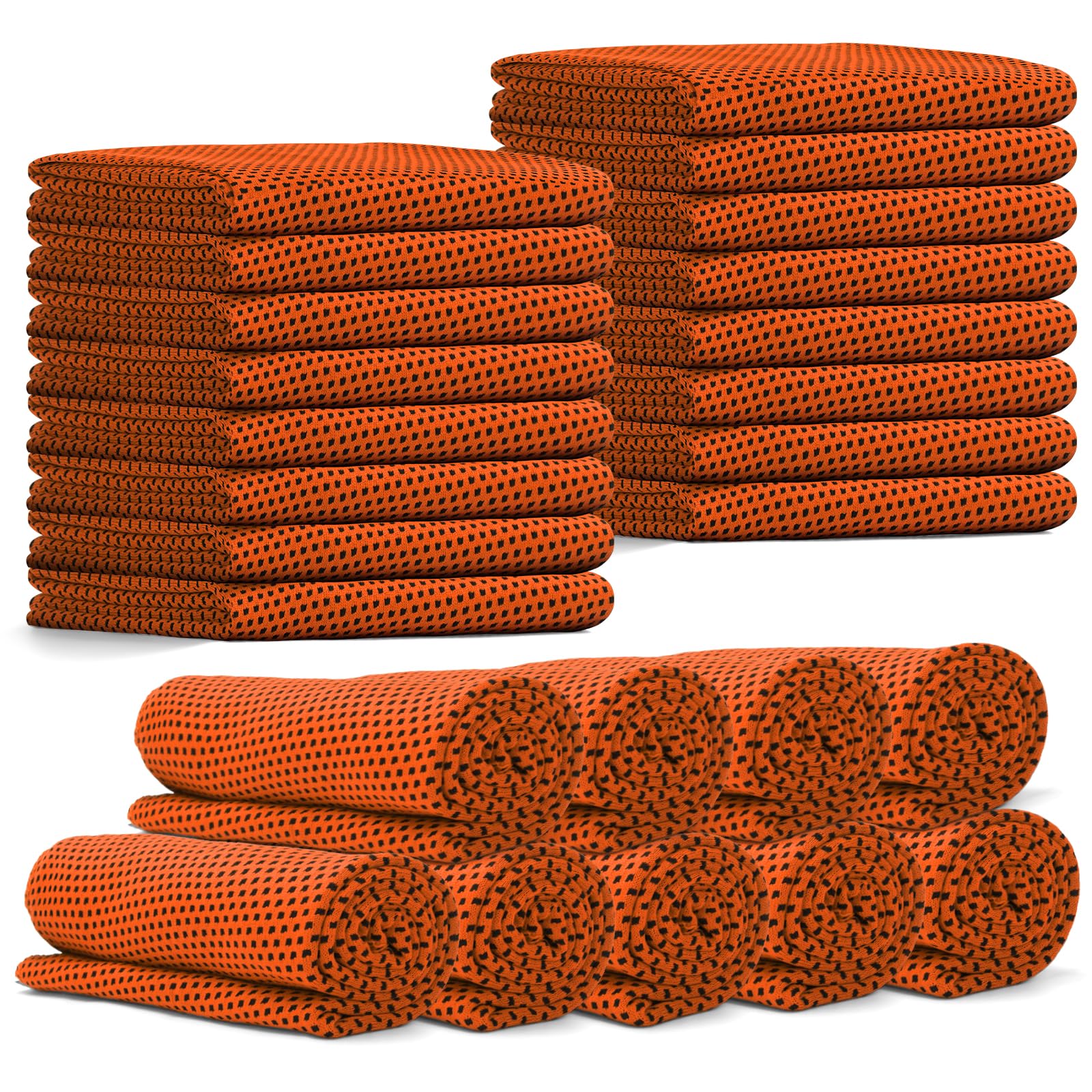 24 Pack Cooling Towels for Neck and Face (40"x12"), Bulk Cooling Towels Cooling Neck Wraps Gym Towels for Sports, Workout, Yoga, Golf, Running and Fitness(Orange)-image-29