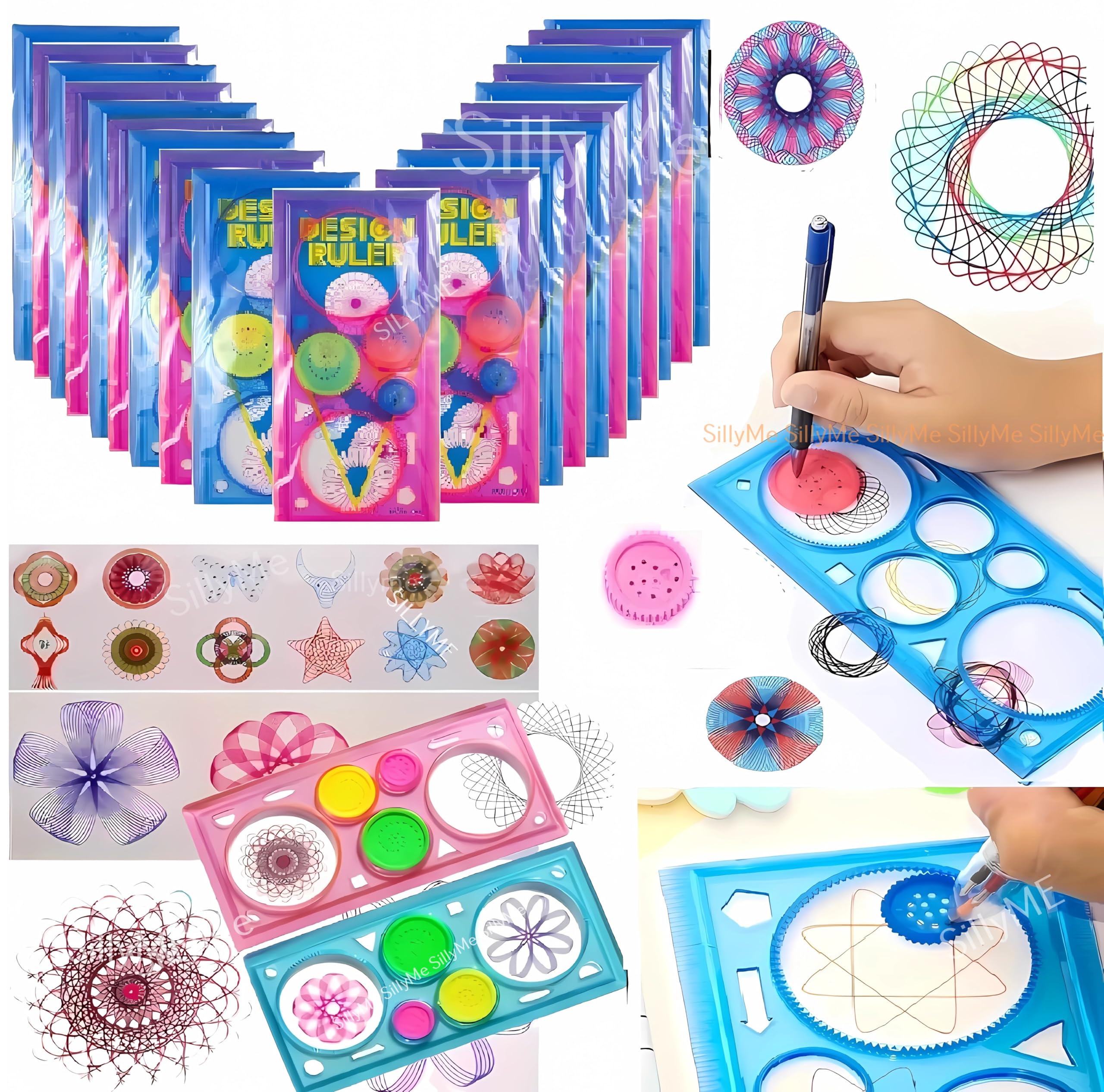 SILLYME 10pcs Spinograph Art Design Ruler Scale Set for Kids - Return Gifts birthday party for kids - return gift for kids age 6-10 10-12 - birthday return gift for kids 6-12